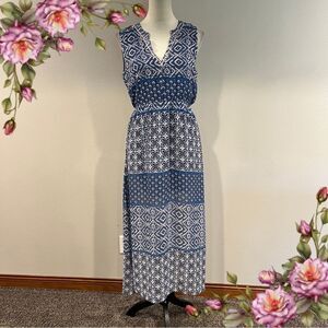 Octavia Blue floral sleeveless‎ midi Dress size small